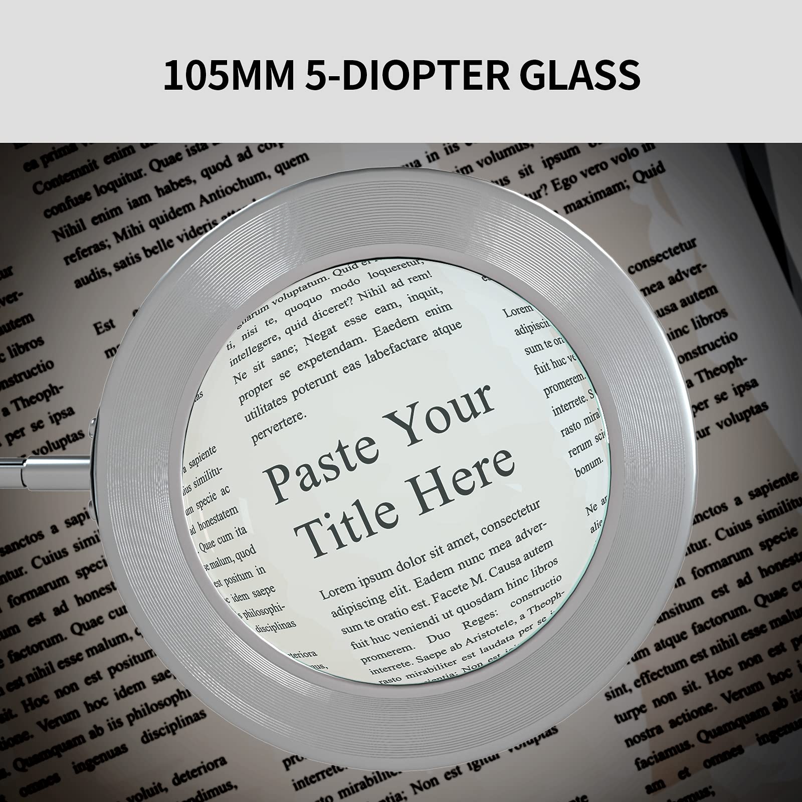 Lampe loupe / 105 mm 5 dioptries en Verre véritable / 3 Modes de Couleur / 10 Niveaux d'intensité / 750 LM avec 72 LED/Rayon de Travail 90 cm (argenté)