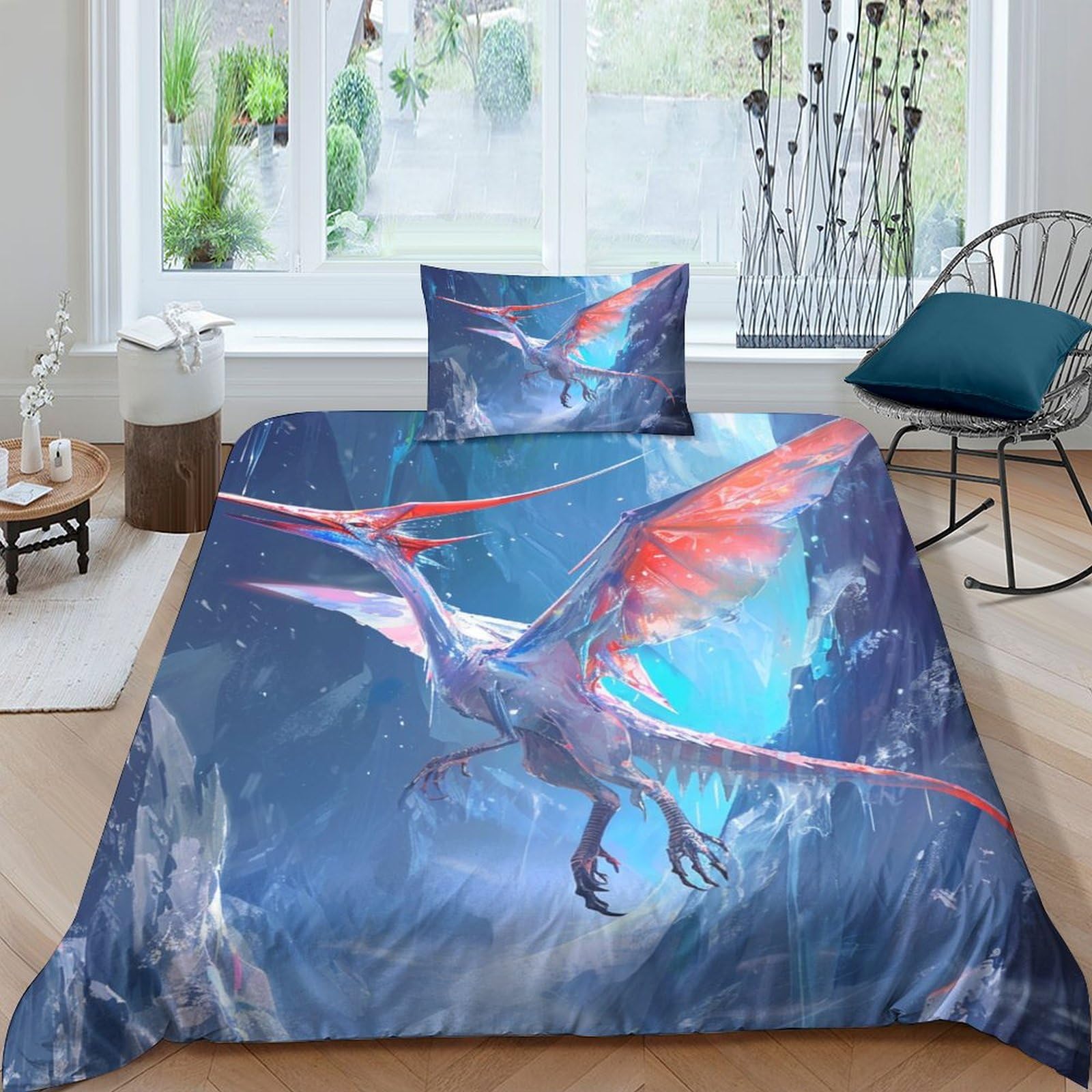 Parure de lit dragon 3D idée cadeau housse de couette microfibre enfant ado