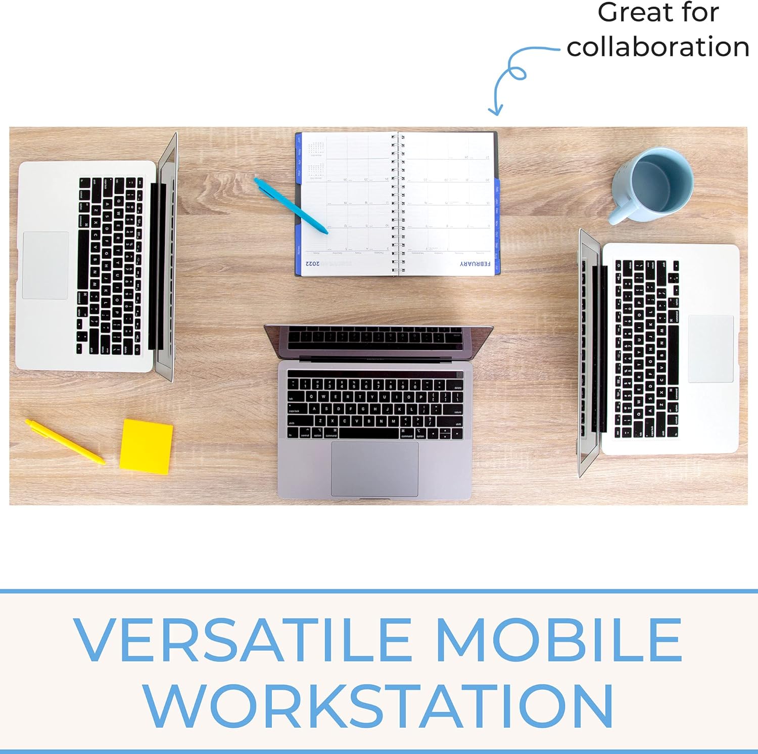 Stand Steady Joy Mobile Workstation | Standing Height Table on Wheels for Home, Office & School | Modern Standing Desk with Locking Wheels | Mobile Training Table for Collaboration -Wood Print/47x24in : Home & Kitchen