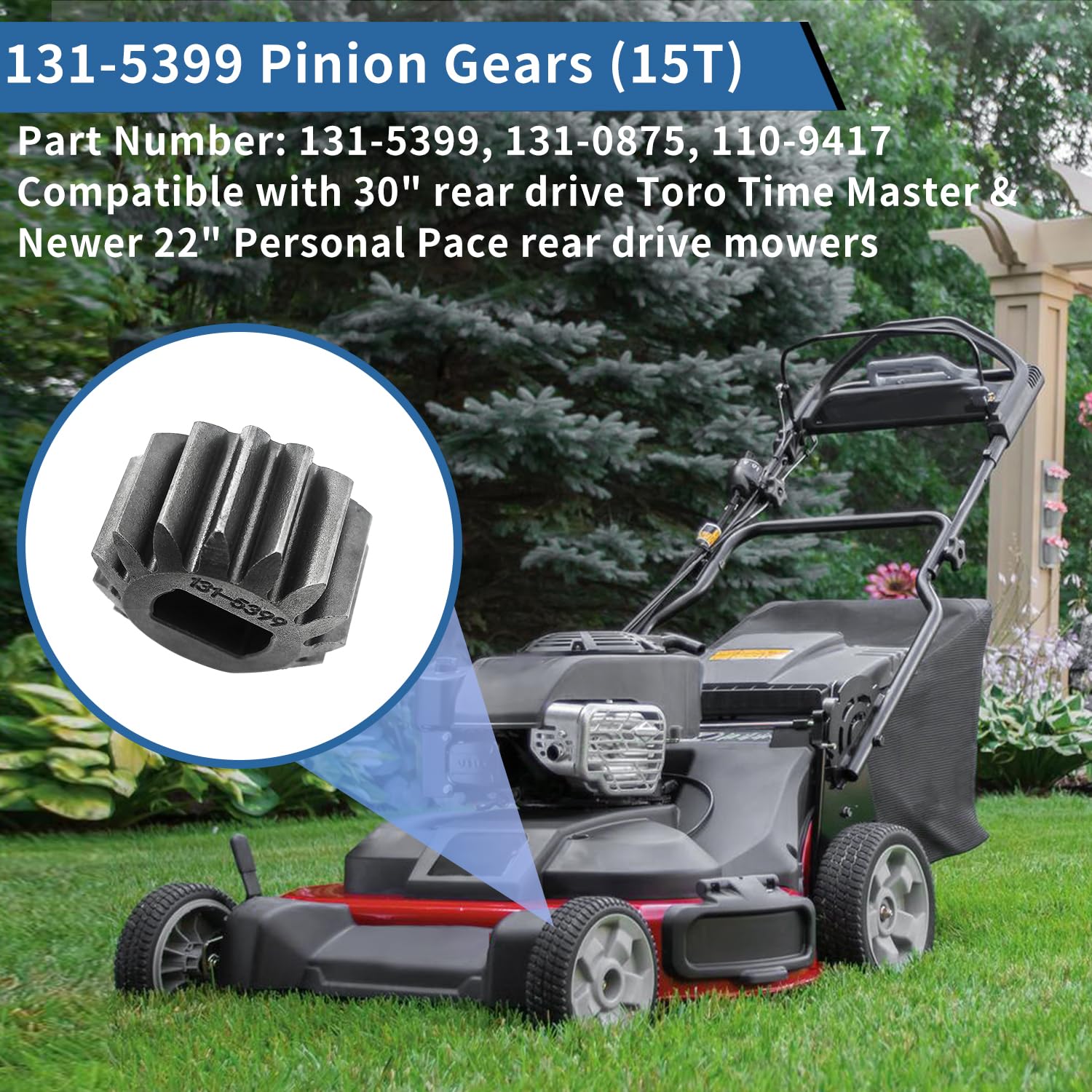 2 Stück Ritzel 131-5399 (15T) Für Toro Rasenmäher – Kompatibel Mit Time Master & Personal Pace