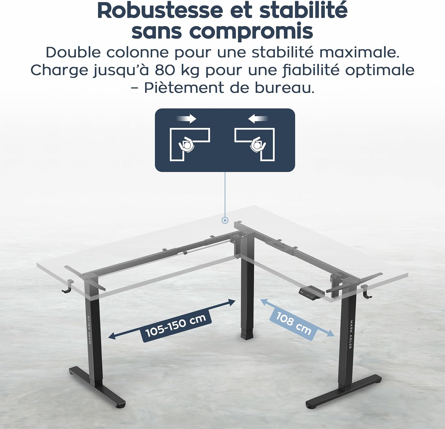 MARK ADLER Xeno 7.6 Desk Frame Stability Diagram
