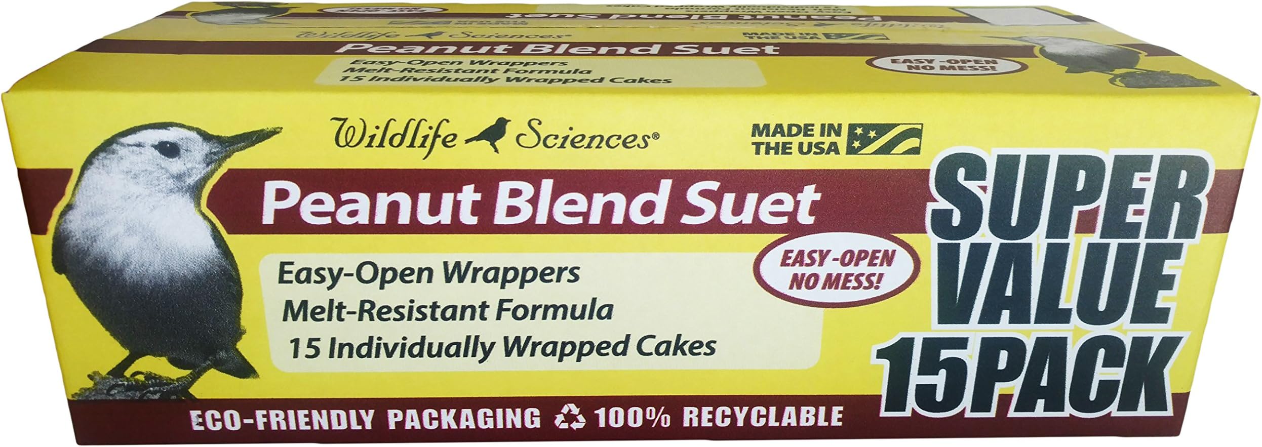 Wildlife Sciences Peanut Suet Cakes for Wild Birds 15 Pack