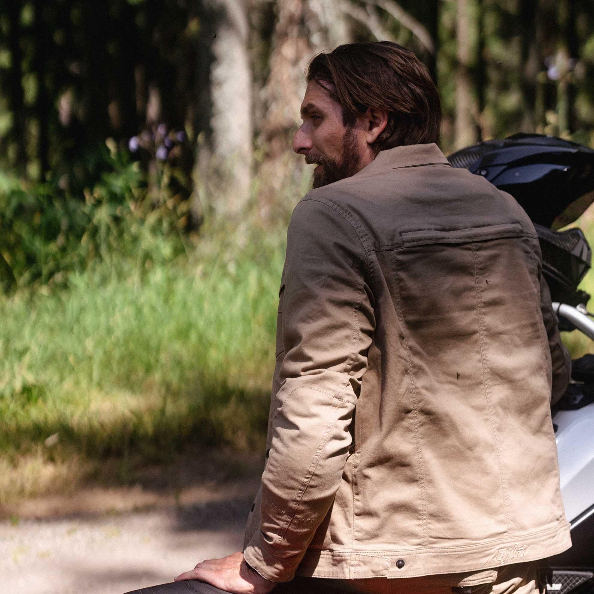 NAZAIRE Chaqueta de moto 4 estaciones, chaqueta de moto, equipo de protección con 4 protecciones CE, ropa para hombre, color beige, talla S