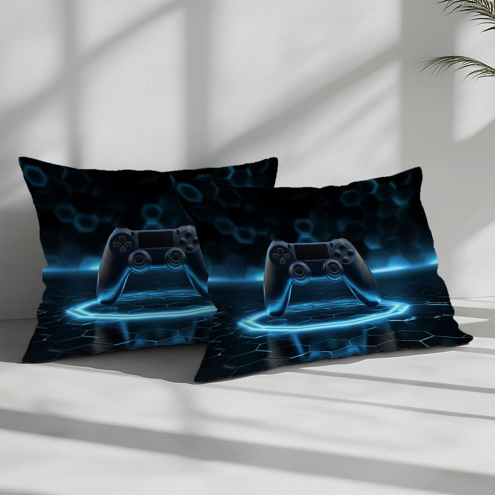Funda Nórdica 3D Mando Juego Gaming Rejilla Hexagonal 200 x 200 cm - Negro Juego de Cama 3 Piezas para Cama 105 Microfibra Suave con Cierre de Cremallera, para Habitación Adolescente Niño