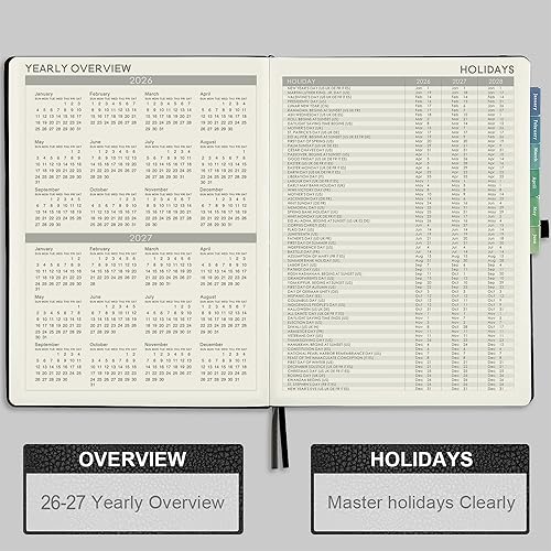 Miniatura 3 de Artfan Agenda 2026  enero 2026  diciembre 2026, planificador semanal y mensual, agenda de calendario, planificador de cubierta de cuero con soporte