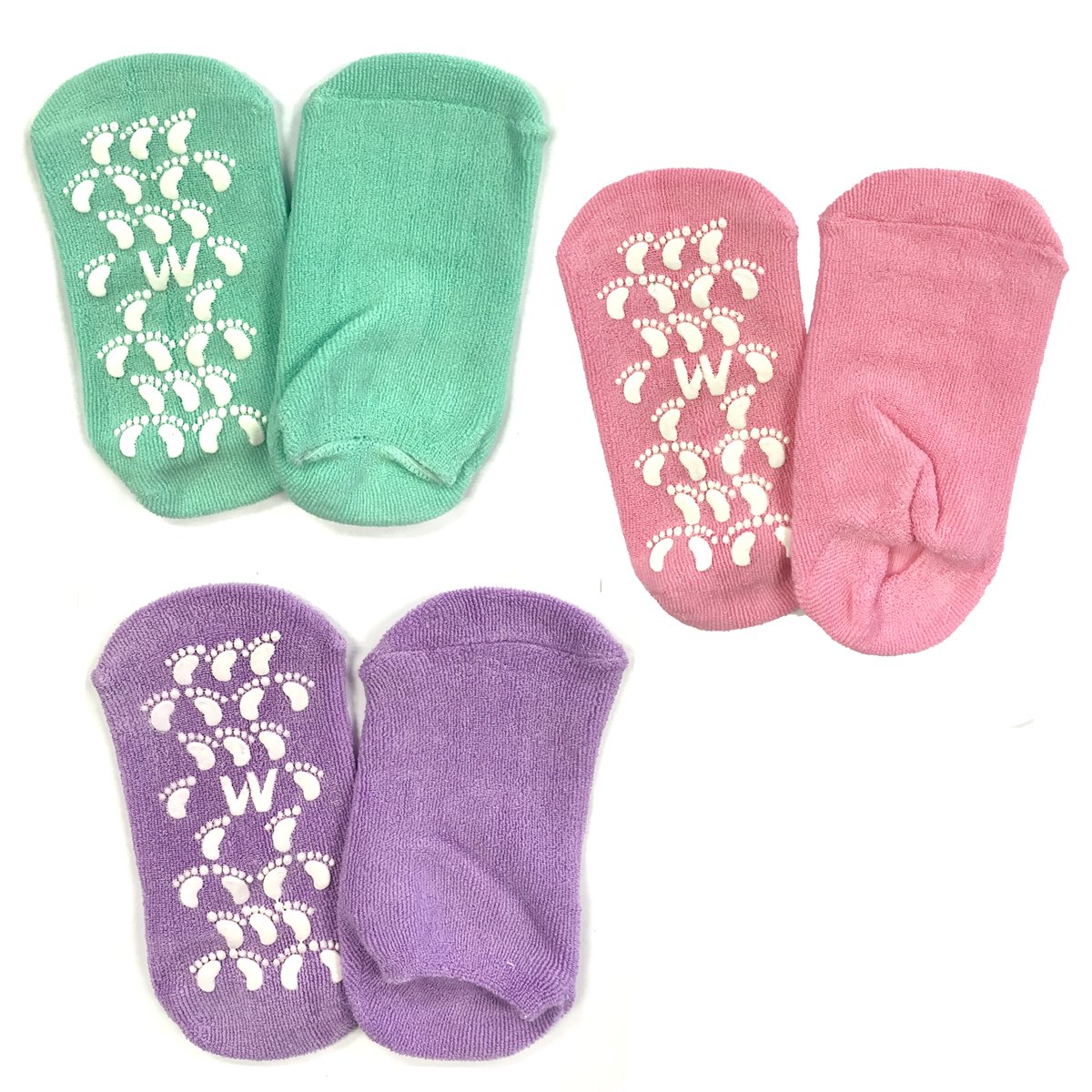 Wrapables Calcetines de agarre antideslizante para mujeres con longitud de tobillo (juego de 3), lavanda, rosa fuerte, menta