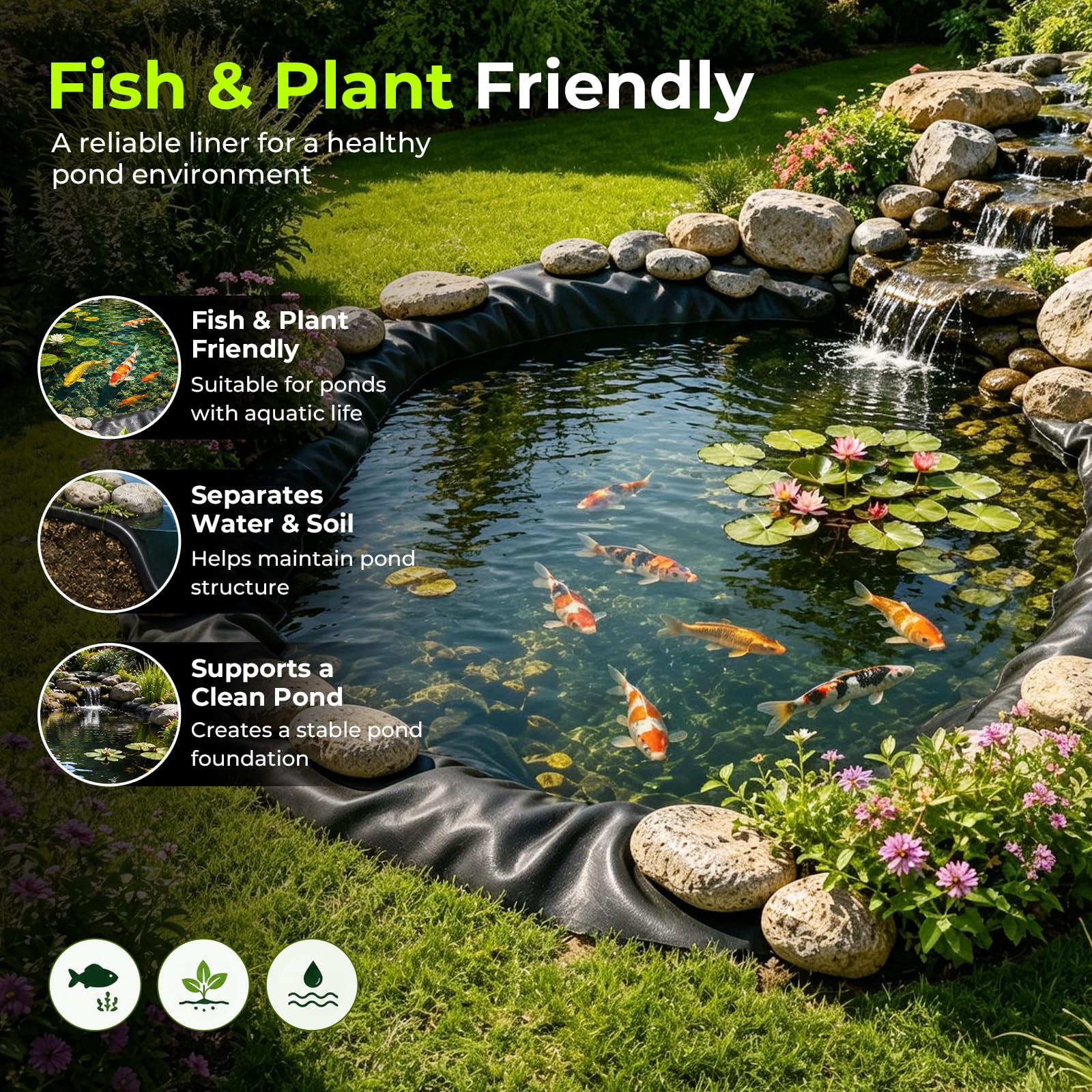 4x6m Teichfolie, HDPE Teichfolien 0.2mm Stärke UV-Beständig für Gartenteich | Leicht zu Schneiden Teich Folie, für Fischteiche, Schildkrötenteiche, Springbrunnen, Bewässerungsteiche, Hochbeete