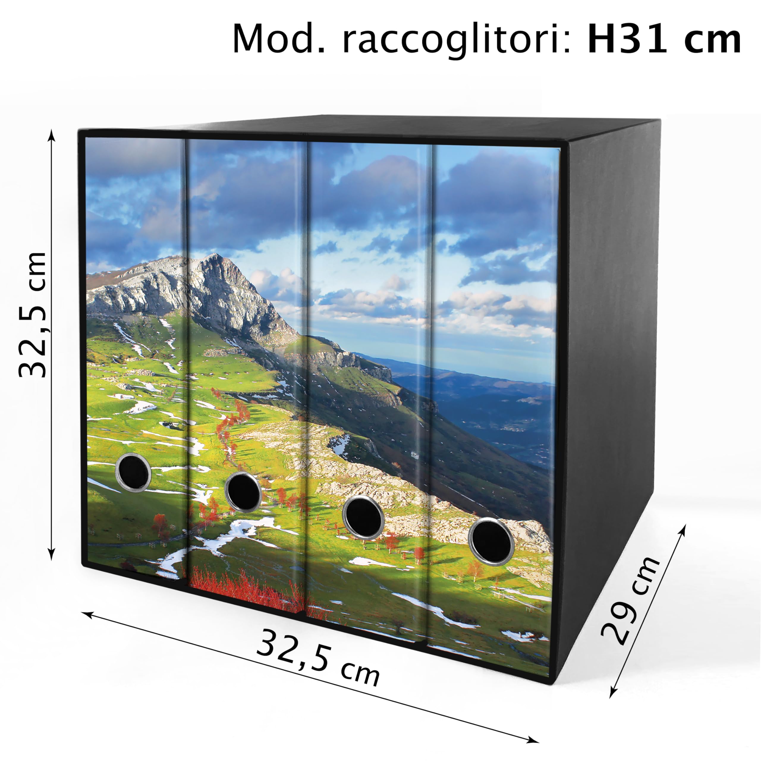 Set da 4 raccoglitori ad anelli - MONTAGNA (H31 cm con 2 anelli)