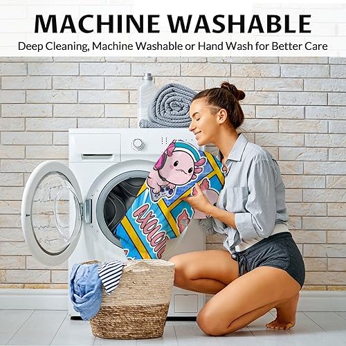 Miniatura 5 de Axolotl - Manta para niños y niñas, tamaño pequeño, 40 x 50 pulgadas, suave, mullida, acogedora, regalo, manta azul bonita para sofá, sala de estar