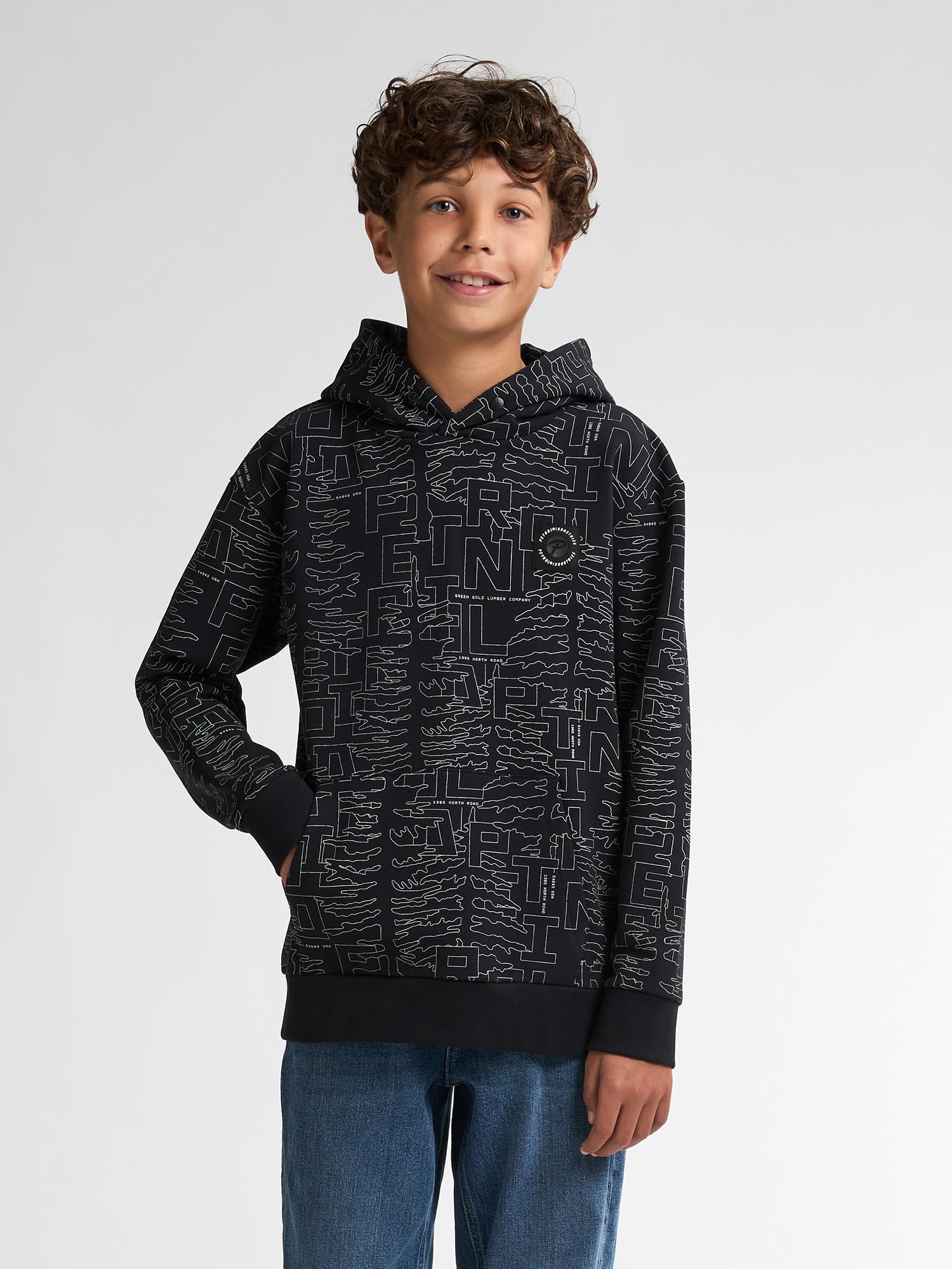Petrol Industries - All-Over Print Hoodie Blue Ridge