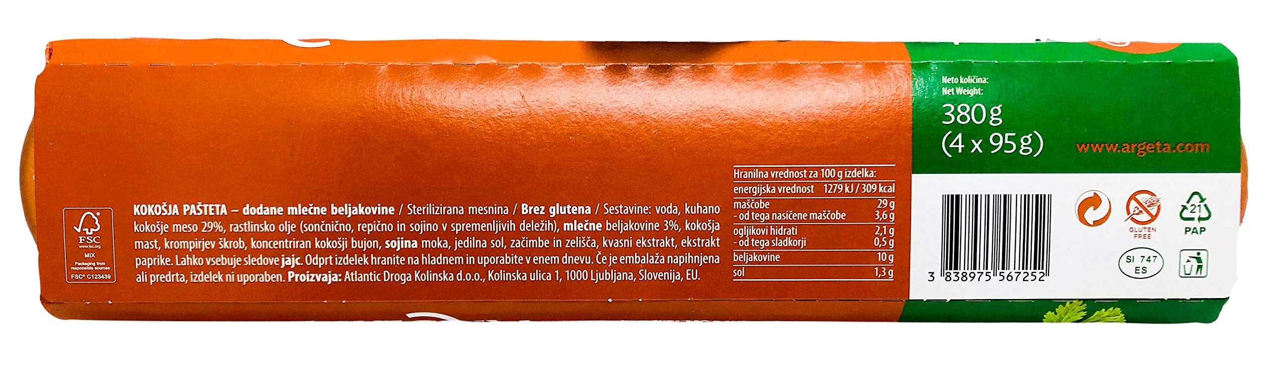 Argeta Patè Sans conservateurs en bocal (Coffret Cadeau Poulet 12 Boîtes 95 gr, 95 Grammes)
