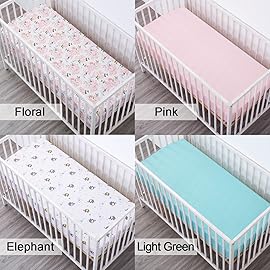 Bimocosy Crib Sheets 4 Pack, Baby Crib Sheets Fitted for Boys and Girls Breathable & Snug Fit, Soft Toddler Bed Sheets for Standard Crib Mattress Nursery Daycare Essentials, Elephant Dreams