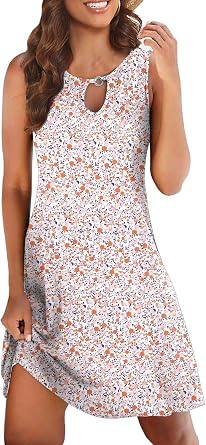 Akihoo Womens Summer Casual Dresses Sleeveless Tshirt Sundress Vest Tank Sun Dress