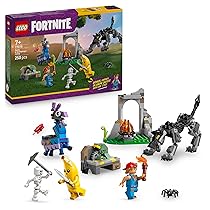 LEGO Fortnite Campo di Bananita e Starter Giocattolo – Include le Figure del Lupo e del Lama delle Scorte, 3 Minifigure e un Falò – Regalo per Gamer, Bambini, Bambine e Fan da 7 Anni – 77075