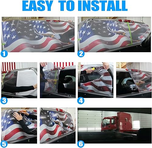 Miniatura 6 de Calcomanías para ventana trasera para camiones, calcomanías de ventana de bandera estadounidense, diseño de águila calva, calcomanías de vinilo