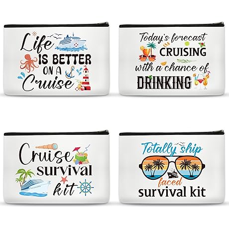 Cruise Ship Makeup Bag - 4 Pack Cruise Ship Essentials Survival Kit