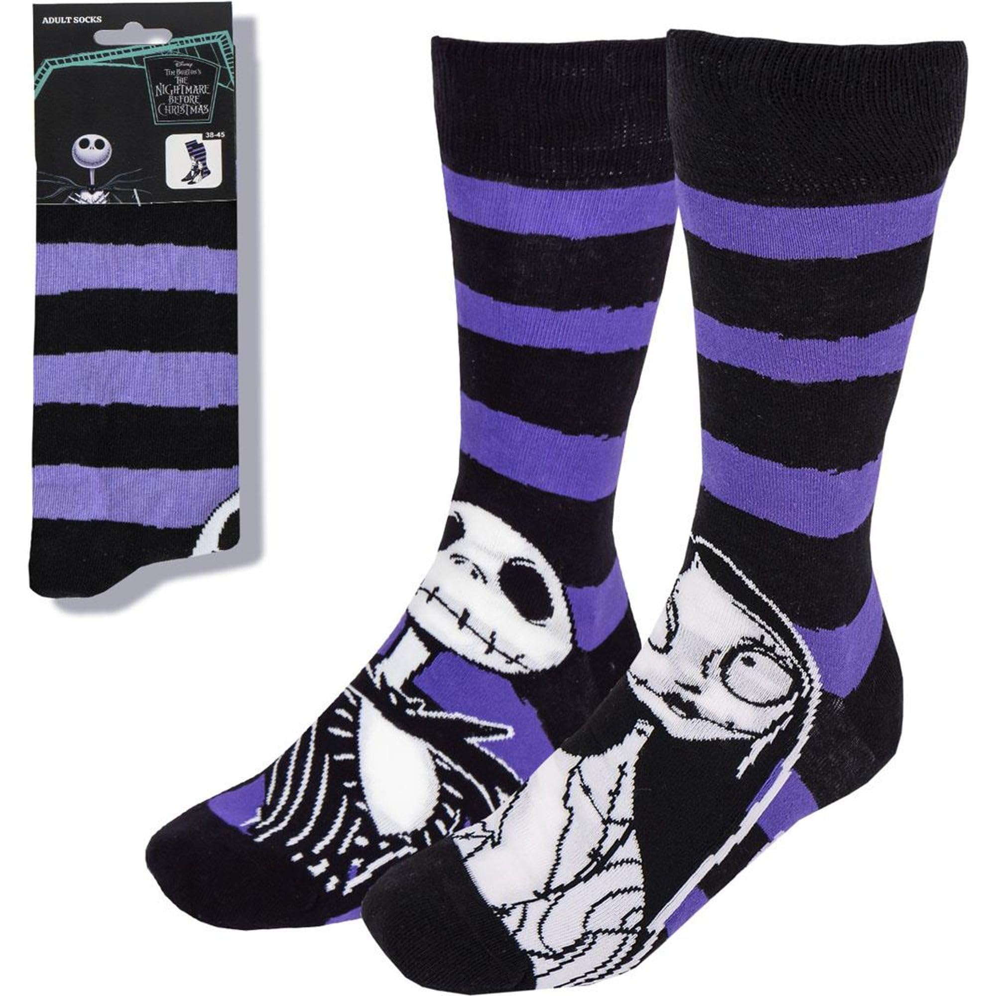 Cerdá Life's Little Moments Unisex Nightmare Before Christmas Purple Stripes Nightmare Before Christmas Adult Socks, 38-45