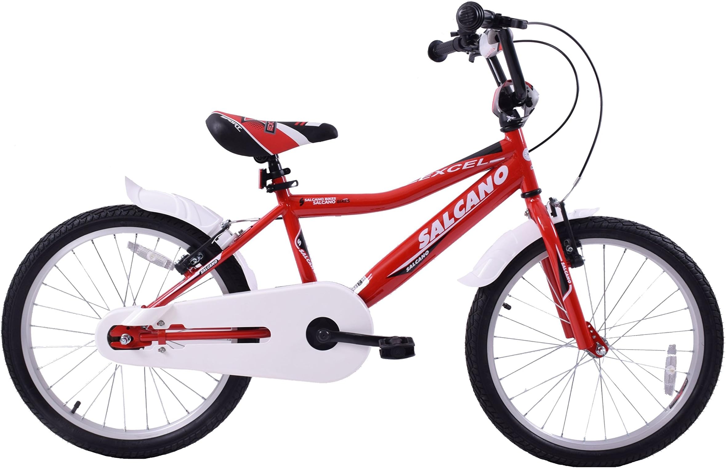 Salcano Excel 20" Wheel Boys Kids BMX Bike Single Speed Red White & Mudguards