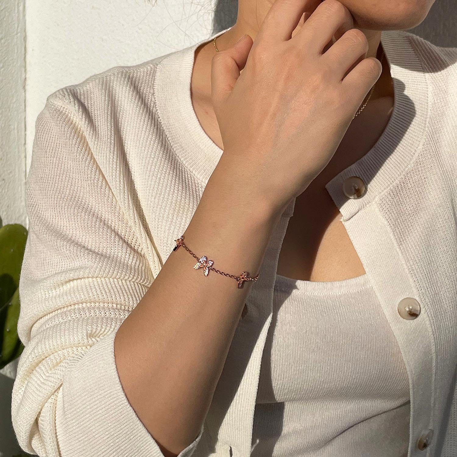 Butterfly Evil Eye Bracelets for Women Girls 18K Gold Plated with Cubic Zirconia Jewelry Gifts for Woman Wife Her Girlfriend Teens - Image 6