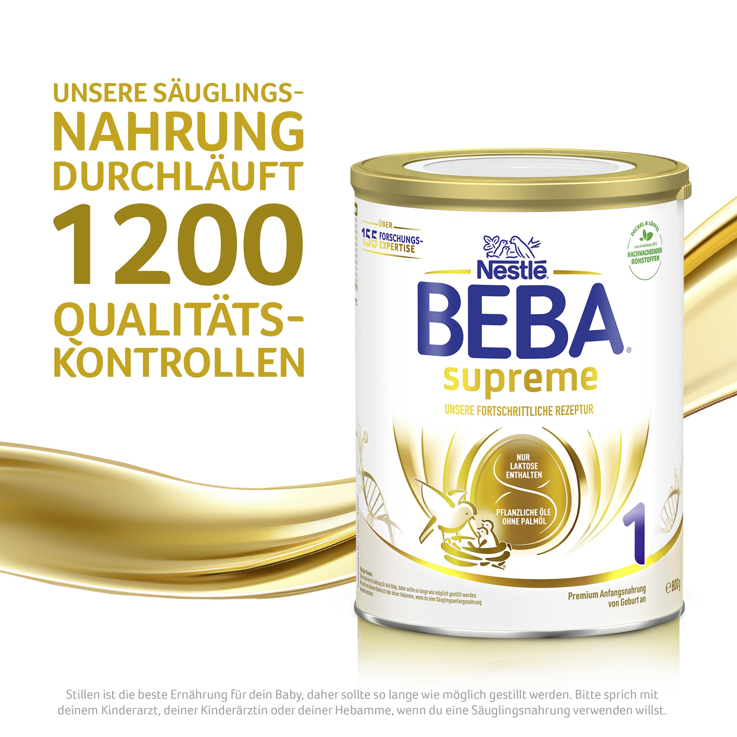 BEBA SUPREME 1 Anfangsmilch von Geburt an, Babynahrung , nur Laktose, ohne Palmöl, 6er Pack (6 x 800g)