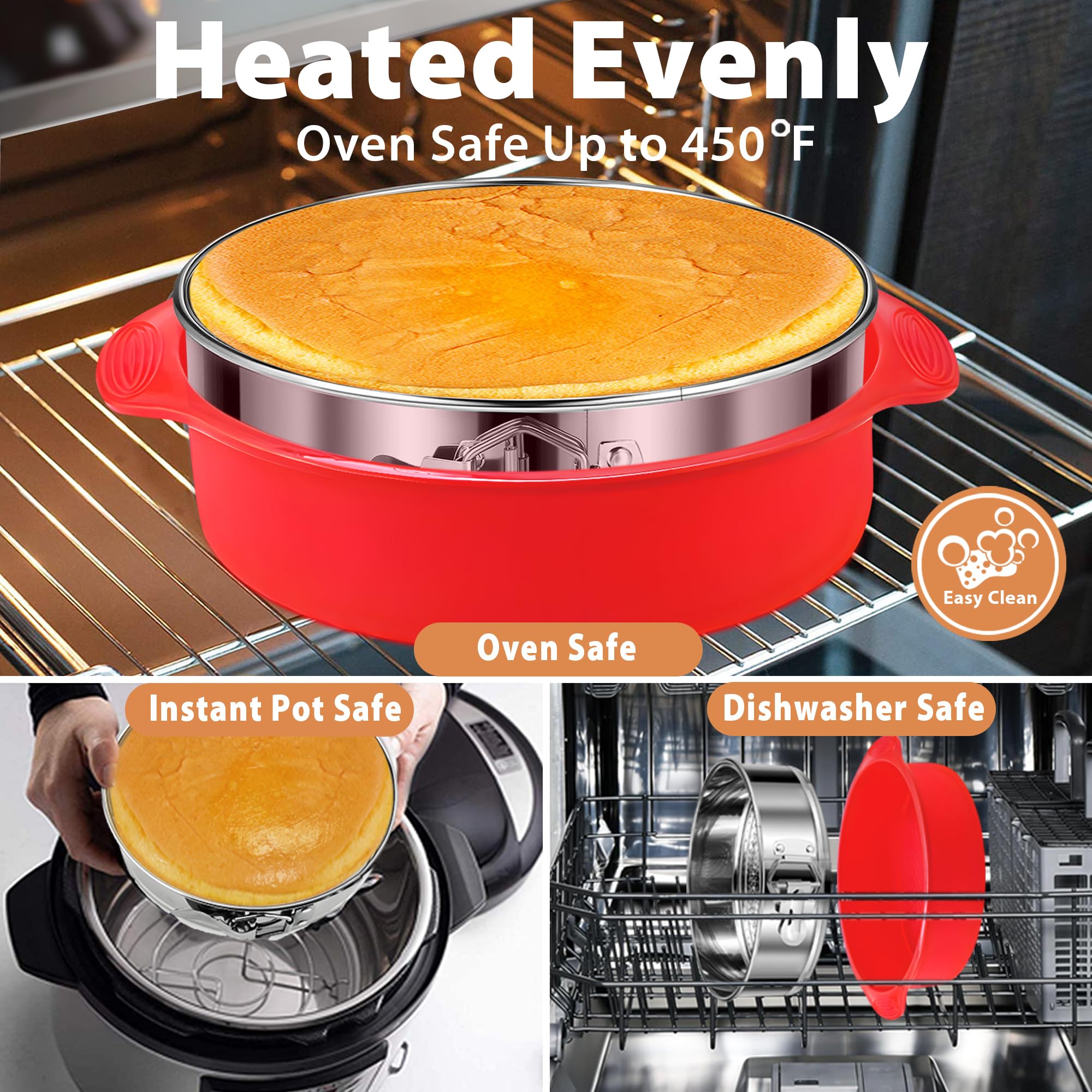 Molde desmontable de acero inoxidable de 9 pulgadas, antiadherente, a prueba de fugas, molde de resorte para pastel de queso, sartén para pastel de queso con protector, moldes para pasteles de queso 7