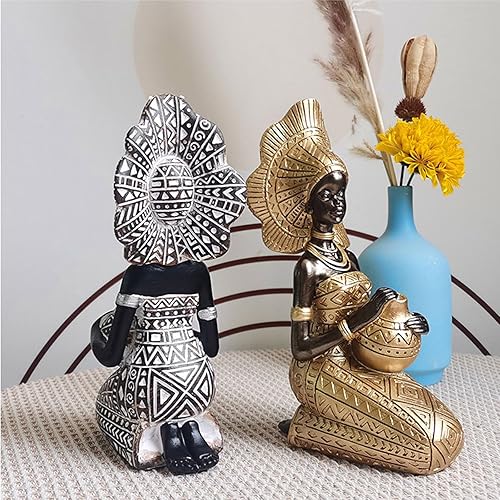 Miniatura 3 de Decoraciones de escultura de África, figuras de tarro africano, decoración del hogar, estatuas de figuras de arte de escritorio, manualidades de