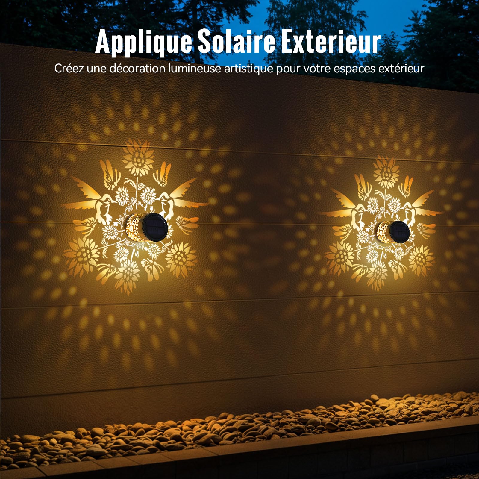 Applique Solaire Exterieur, Lot de 4 Lampe Solaire Murale Exterieur