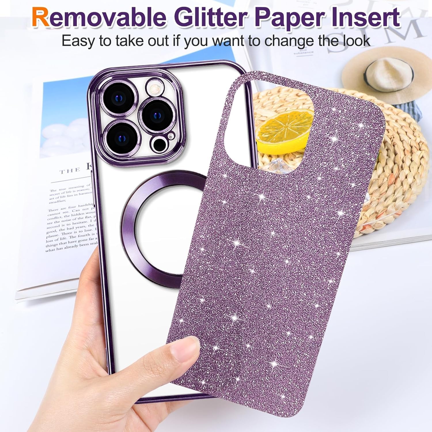 Cover con brillantini in silicone trasparenteper iPhone 12 Nero