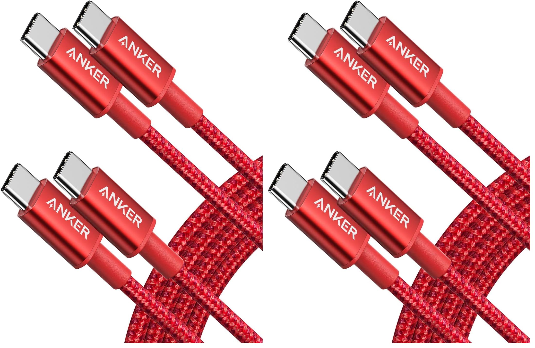 Anker USB C to USB C Cable, Type-C 60W Fast Charging Cable (6 FT, 2Pack) for iPhone 17 Series, iPad mini 6 and More (Red) (Pack of 2)