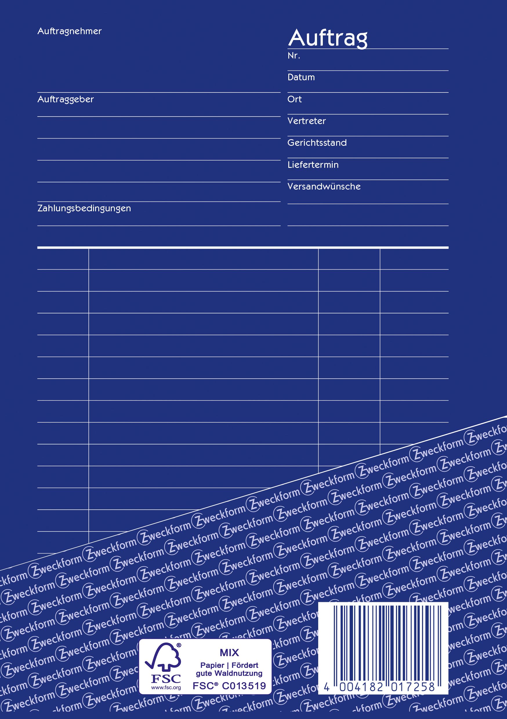 AVERY Zweckform 1725-5 Auftrag (A5, 2x40 Blatt, selbstdurchschreibend mit farbigem Durchschlag, zur systematischen Erfassung aller relevanten Auftragspositionen) 5er Pack, weiß/gelb
