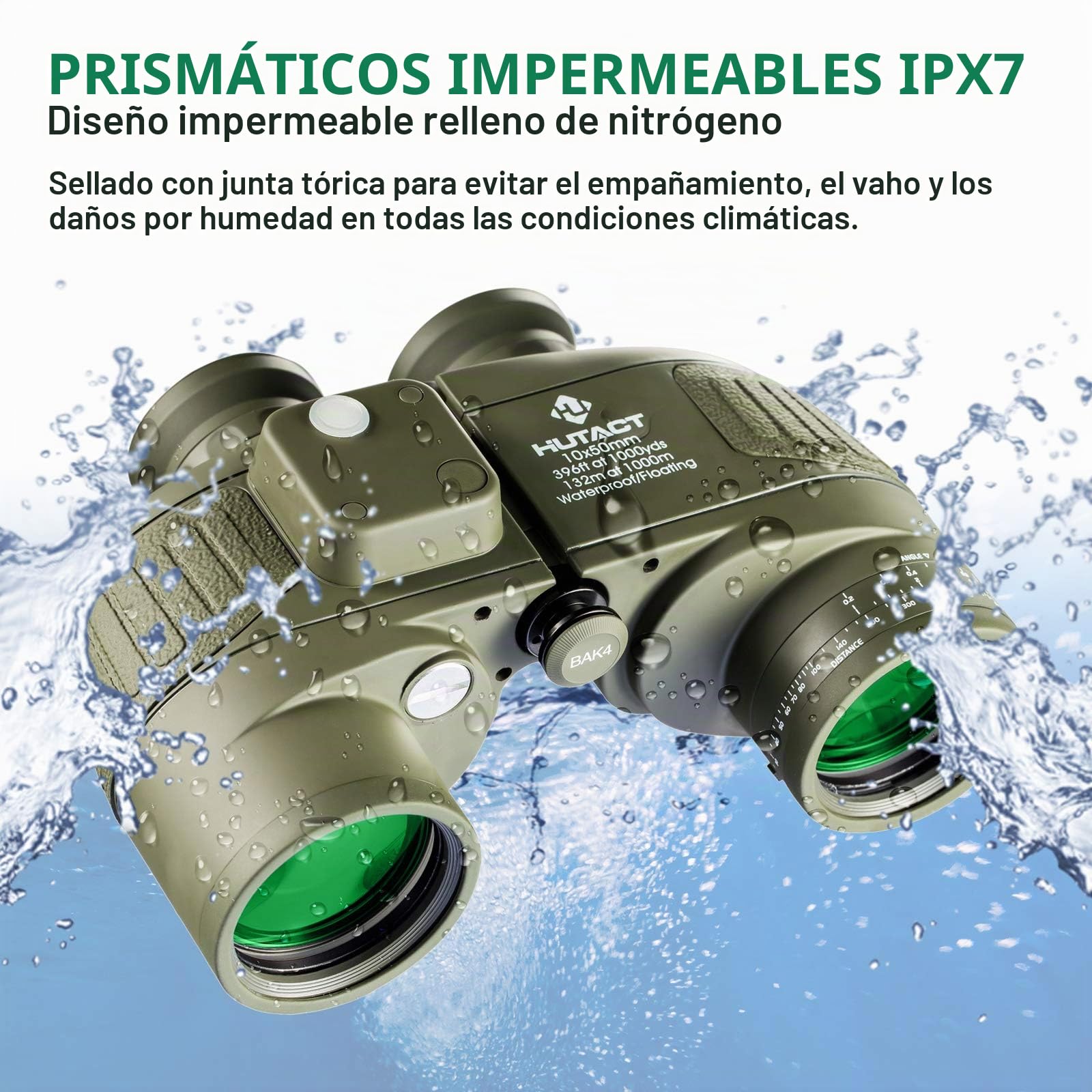 10x50 Prismaticos Profesionales Largo Alcance para Adultos con TeléMetro Y BrúJula Iluminados para VisióN con Poca Luz, ObservacióN De Aves, Paseos En Bote, Safari Y Senderismo
