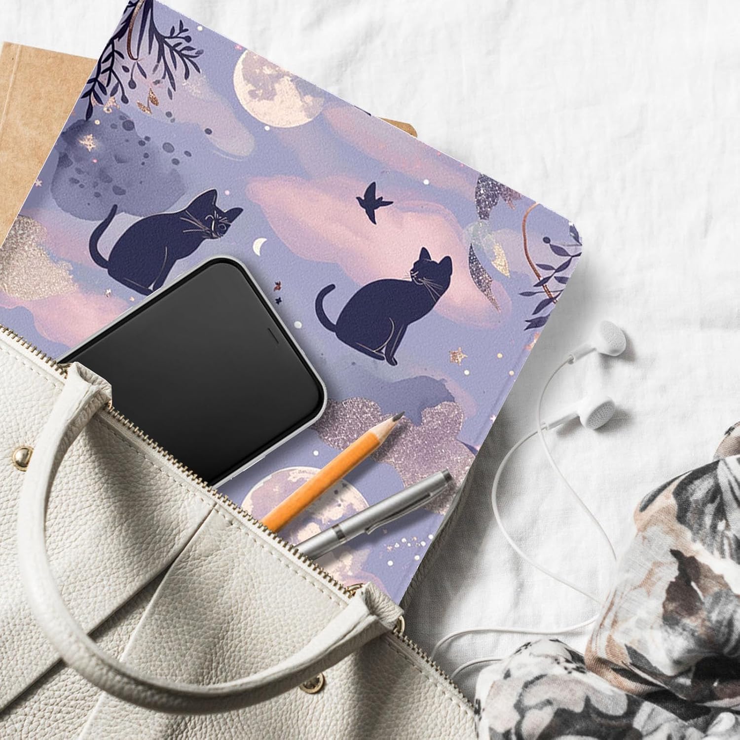Case for iPad 10th Generation (2022) 10.9 Inch iPad Cover,Automatic Wake/Sleep,Adjustable Stand Protective Cover for Apple iPad 10.9" - Cute Cat and Moon