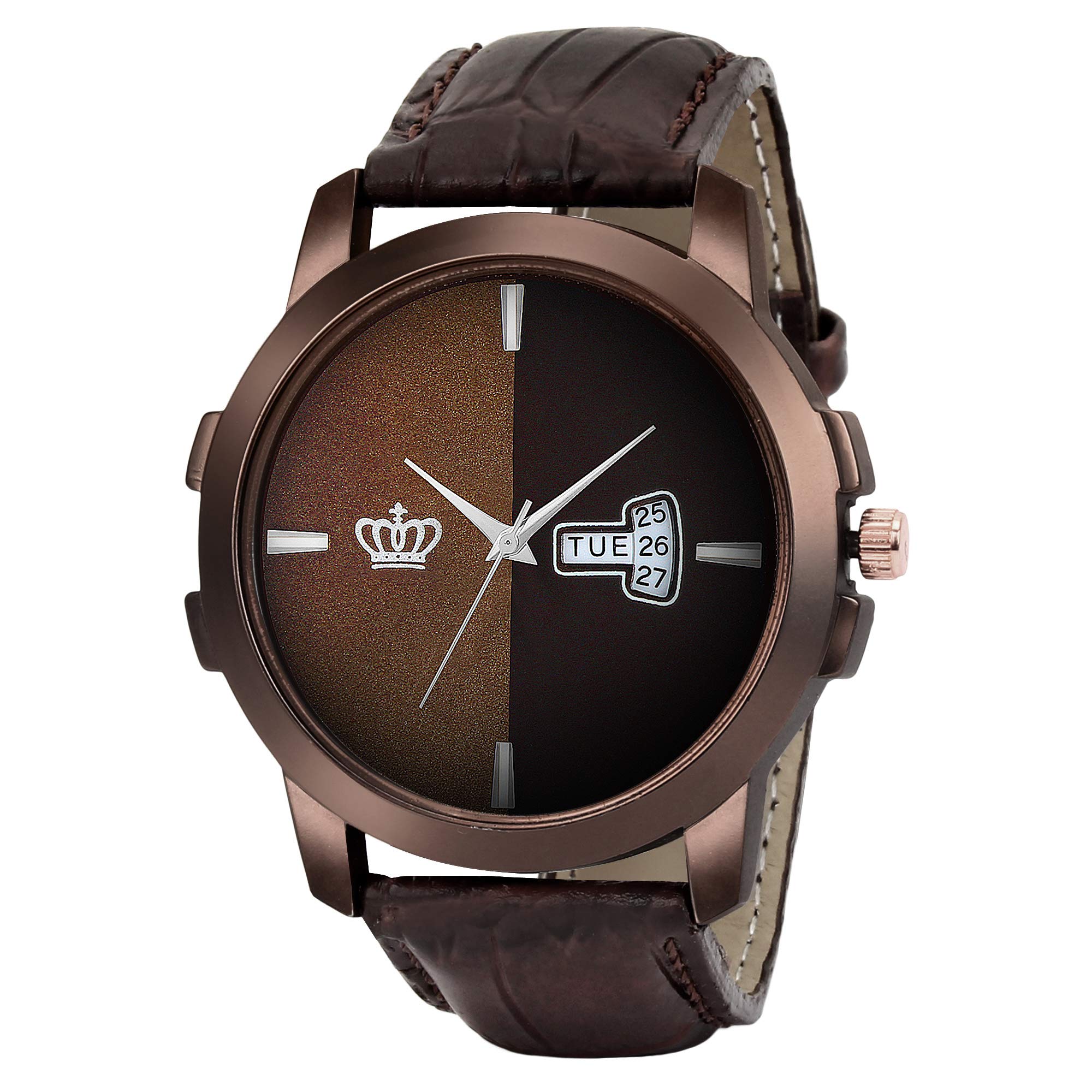 SMAEL Exclusive Quartz Movement Brown Leather Strap Day and Date Brown Dial Analogue Mens and Boys Wrist Watch CSM150 (B07MHVF4DP) Amazon Price History, Amazon Price Tracker