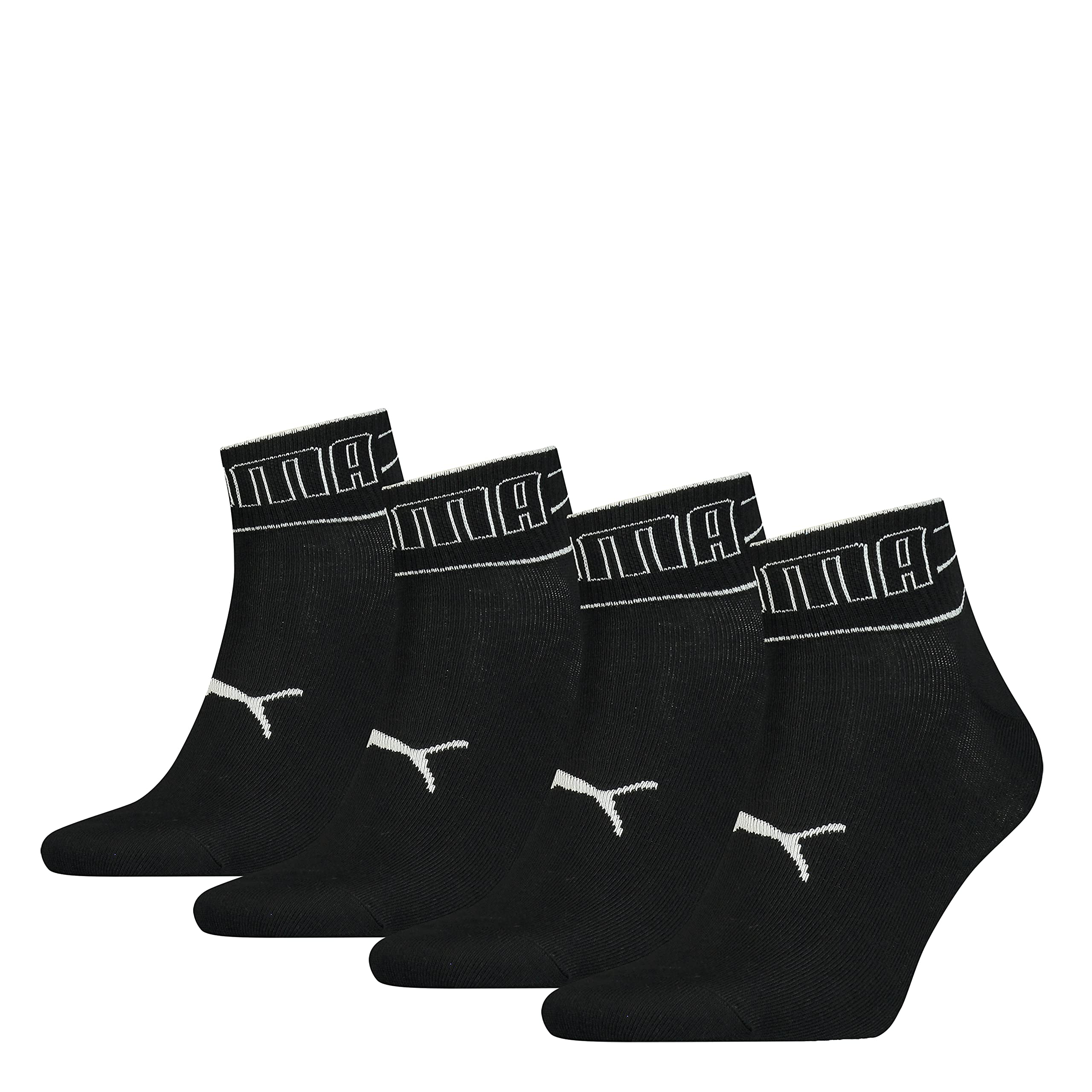 Puma Unisex Black 4 Pairs Quarter Socks 2.5-5 (35-38)