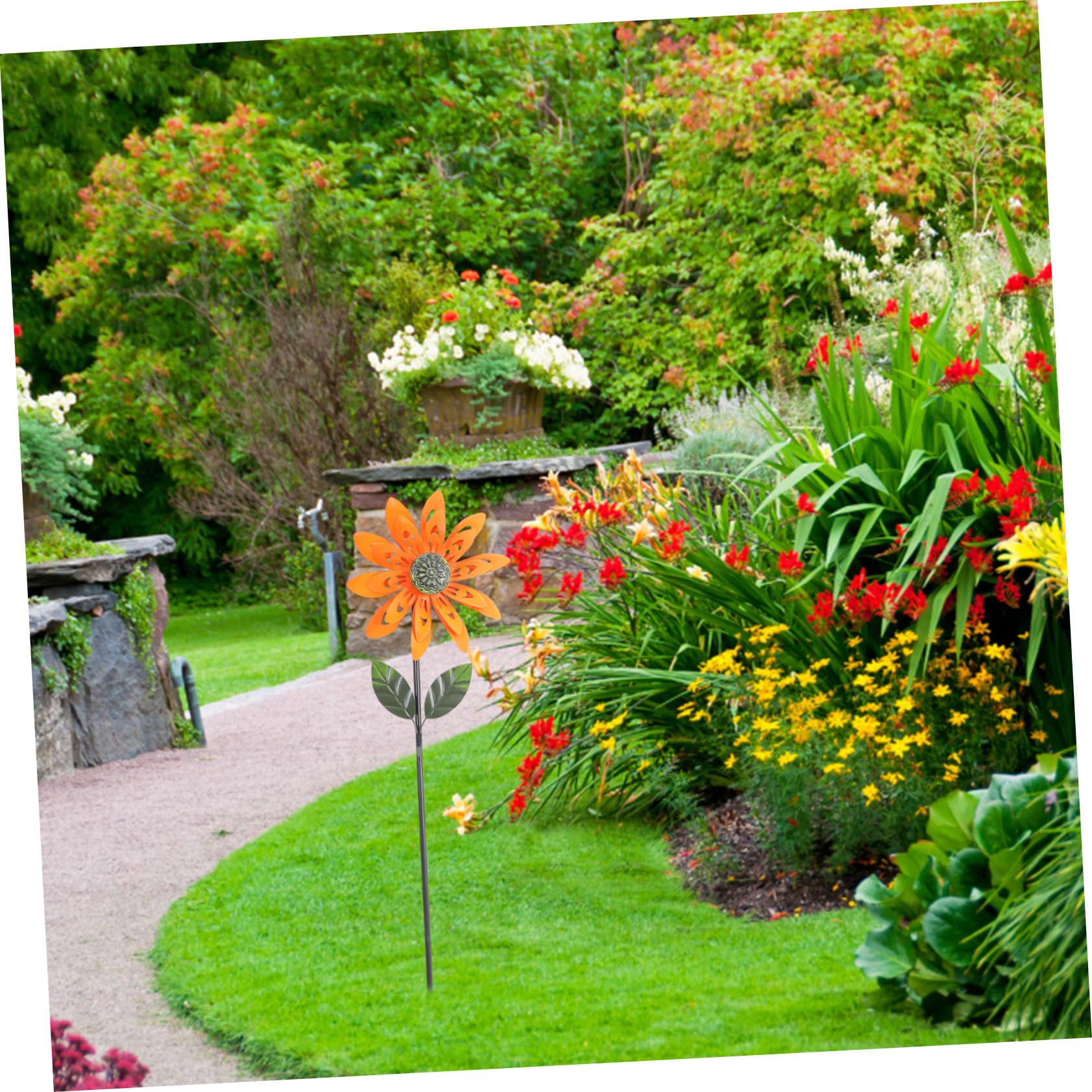 POPETPOP Molino De Viento Giratorio De Flores Molino De Viento Artesanal para Jardín Decoración De Molinete Giratorio para Patio