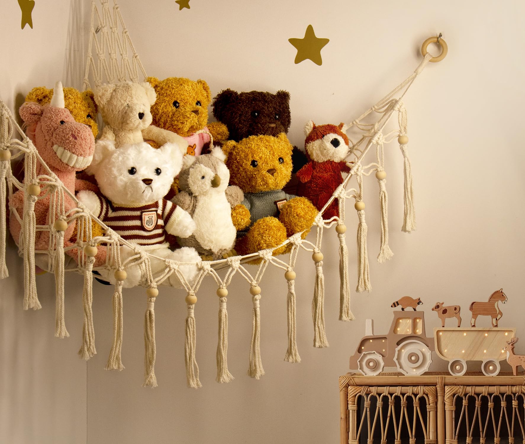 Hamac Pour Animaux En Peluche, Rangement D'animaux En Peluche, Filet De Rangement Mural En Macramé