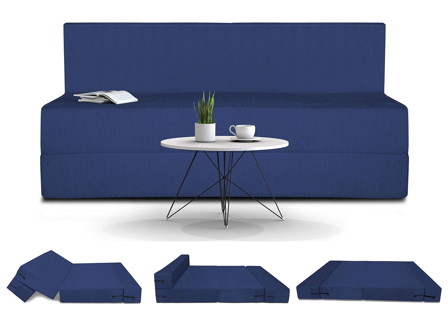 Adorn India Easy Treno 3 Seater Sofa Cum Bed Sit & Sleep Perfect for Guest, Colour Blue, 5’x6′, (1 Year Warranty) Adorn India Easy Treno 3 Seater Sofa Cum Bed Sit & Sleep Perfect for Guest, Colour Blue, 5’x6′, (1 Year Warranty)