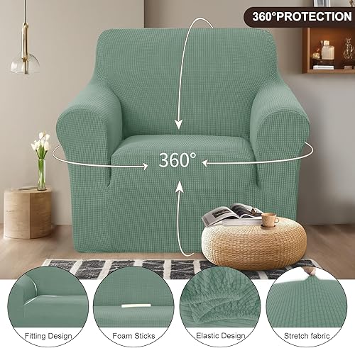 Miniatura 131 de U-NICE HOME Funda elástica para sofá de 2 plazas, funda protectora de muebles para sofá de 2 plazas, apta para mascotas (sofá biplaza, beige)