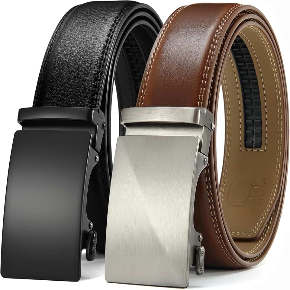 CHAOREN Leather Ratchet Belt Men 2 Pack - Customizable Fit, Effortless Style (35mm) Global Recycled Standard