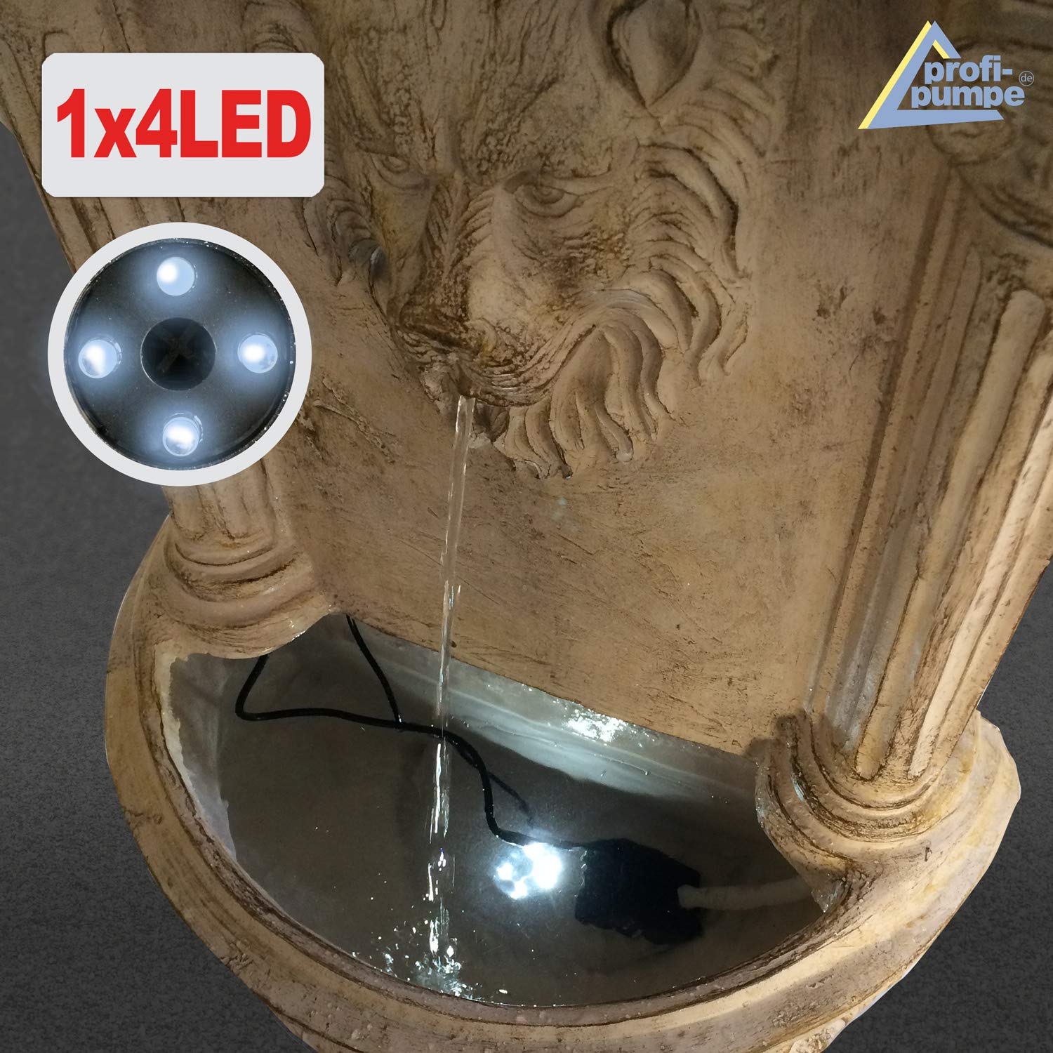 Fontaine de jardin solaire Fontaine Bain d'oiseaux Cascade Décoration de jardin avec pompe, jeu d'eau pour jardin terrasse, fontaine murale, balcon, fontaine Löwen très décorative, lampe de jardin LED