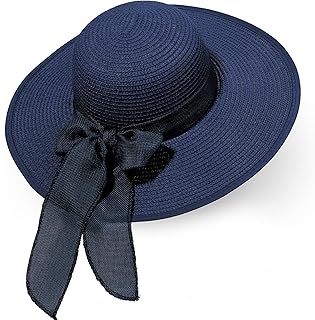 Women Straw Beach Sun Hat: Large Foldable & Packable Summer Floppy Sunhat with Wide Brim for Ladies-UV Protection UPF 50 Hat