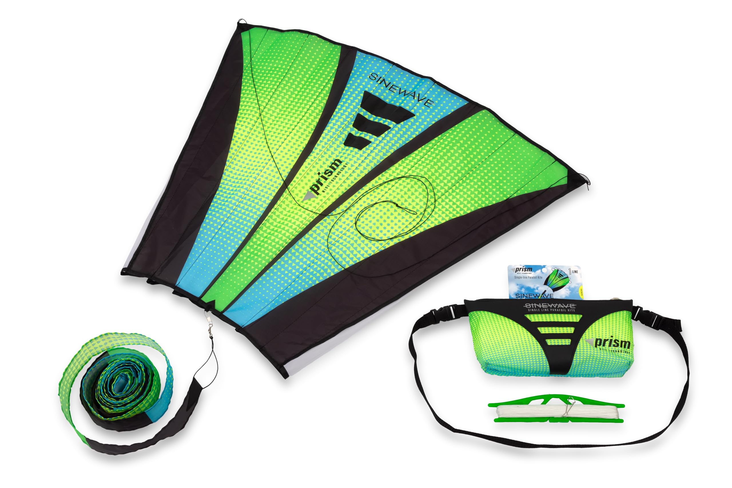 Prism Kite Technology Sinewave Aurora Mesmerizing Parafoil Kite Ready to Fly with 200 Foot Line and Removable 20 Foot Matching Tail