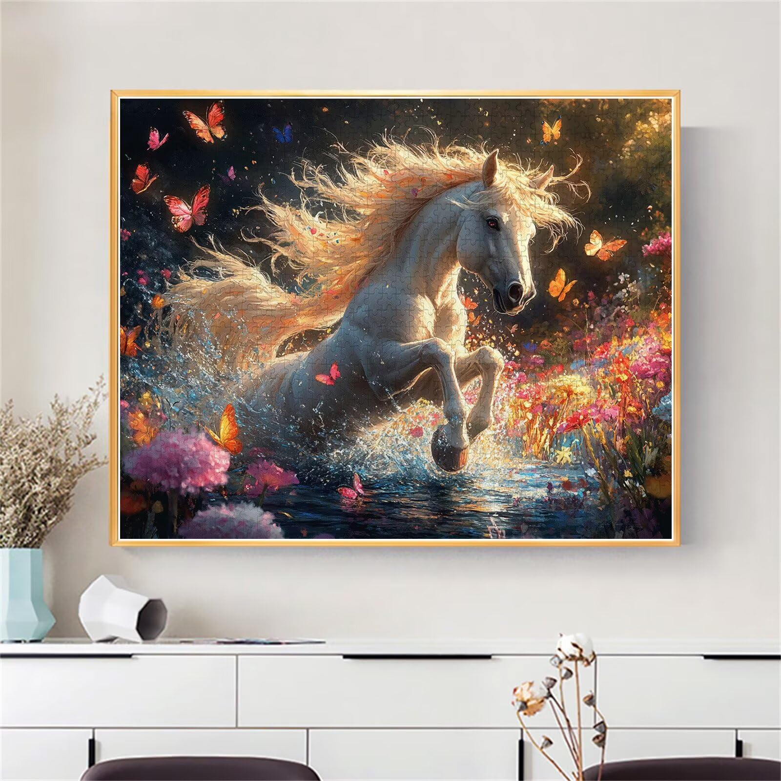 Pferd Puzzle für Erwachsene Kinder Anspruchsvoll 5000 Teile Impossible Klassische Puzzles Schwer Schmetterling ab 8 9 10 Jahre für Mädchen Jungen Jigsaw Kunst Educa, für Geschenke 105x156cm t-629