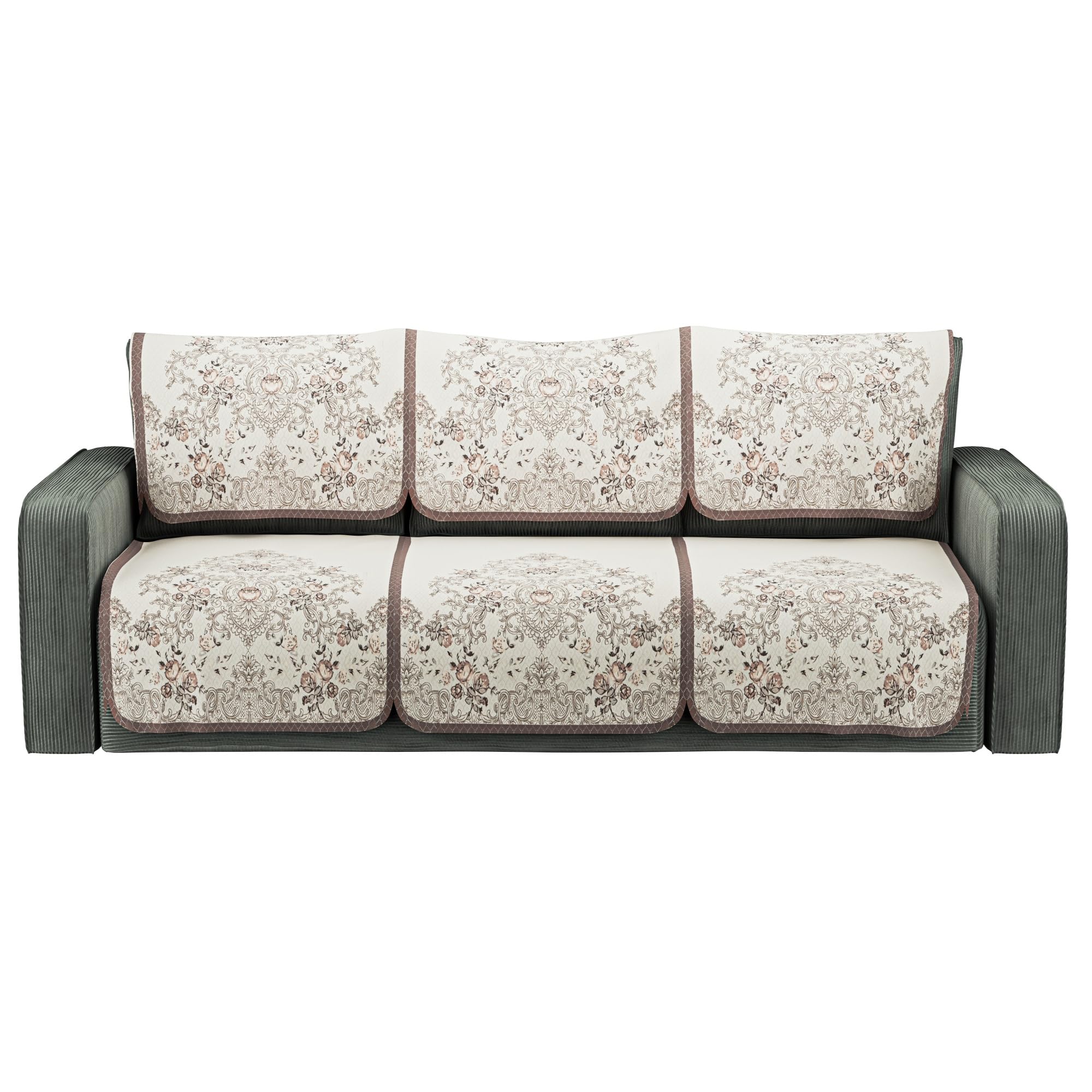 Kuber Industries Net Cotton Sofa Covers 3 Seater | Sofa Protector Cover for Living Room | Sofa Cloth Cover for Home Decor& Office | Soft Sofa Slipcovers | Paradise 1176 - Brown