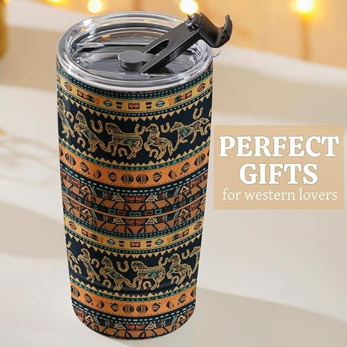 Miniatura 3 de Onebttl Regalos occidentales para mujeres y hombres, vaso de acero inoxidable de 20 onzas para amantes del oeste, los mejores regalos de lobos para