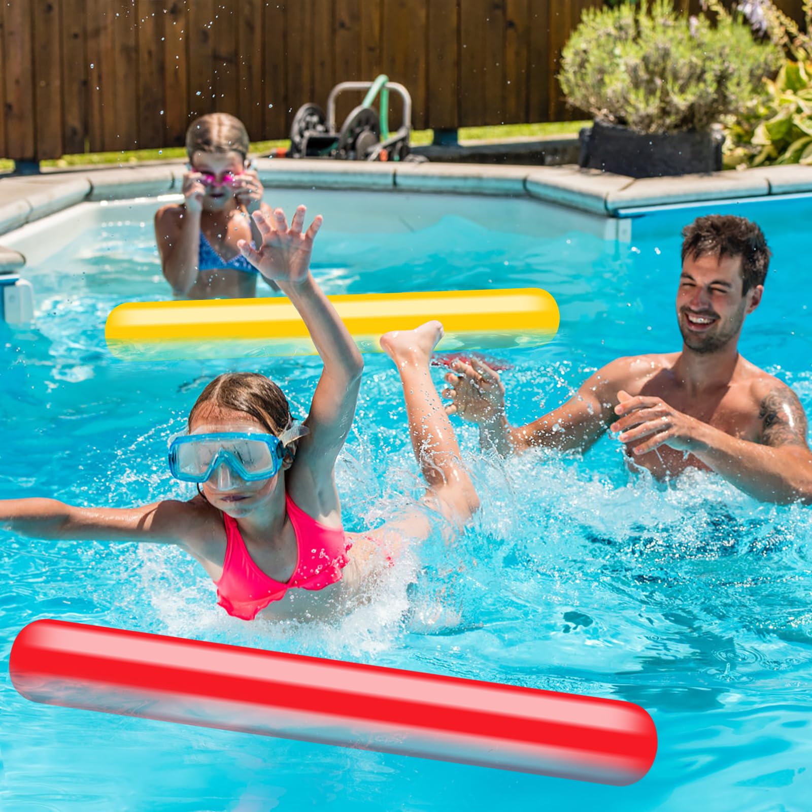 4 Stück Super Langer Schwimmnudel Poolnudel, 150cm Schwimmnudel Float Spielzeug, Aufblasbarer Nudelschwimmer, Schwimmstange Pool Für Kinder und Erwachsene Schwimmbad oder Aquasport