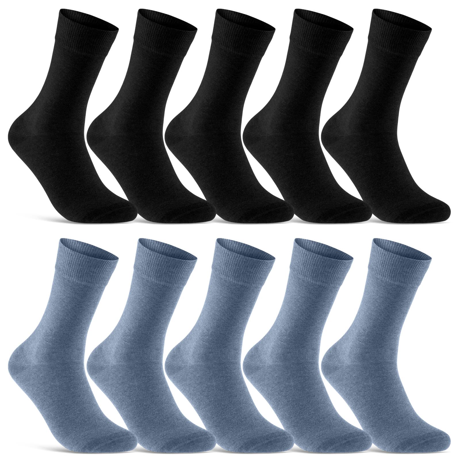 10 Paar Socken Herren & Damen Schwarz Business Socken Baumwolle