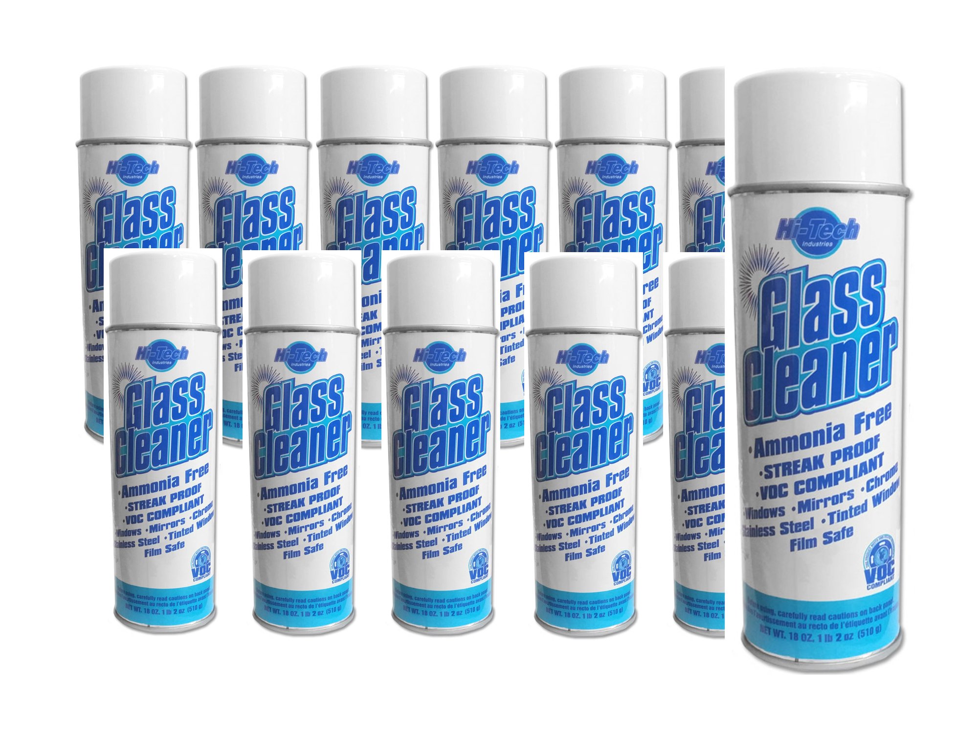 HI-TECH Glass Cleaner, Ammonia Free (12 Pack)