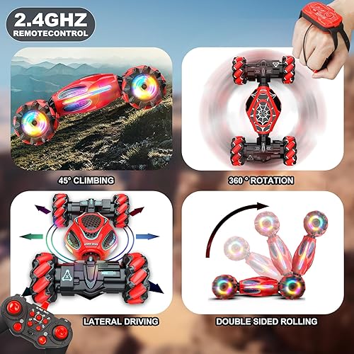 Miniatura 5 de Gesture - Coche de acrobacias todoterreno transformado 4WD con gestos y control remoto, vehículo de deriva con luces LED de música, autos de juguete