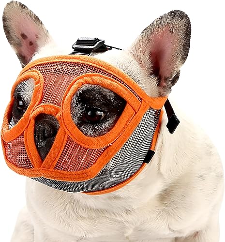 Bozales cortos para perro, XXS - Bozal de malla transpirable ajustable para morder, masticar, ladrar, entrenamiento de perro, máscara negra para
